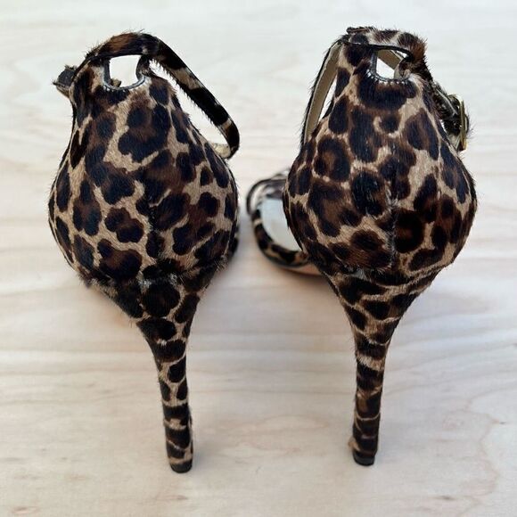 Stuart Weitzman Nudist Heels Sandal Leopard Print Calf Hair womens size 9 - Picture 9 of 12